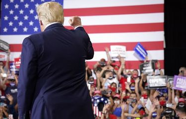 President Donald Trump arrives to speak at a rally at Xtreme Manufacturing, Sunday, Sept. 13, 2020, in Henderson, Nev. (AP Photo/Andrew Harnik) NVAH341 NVAH341