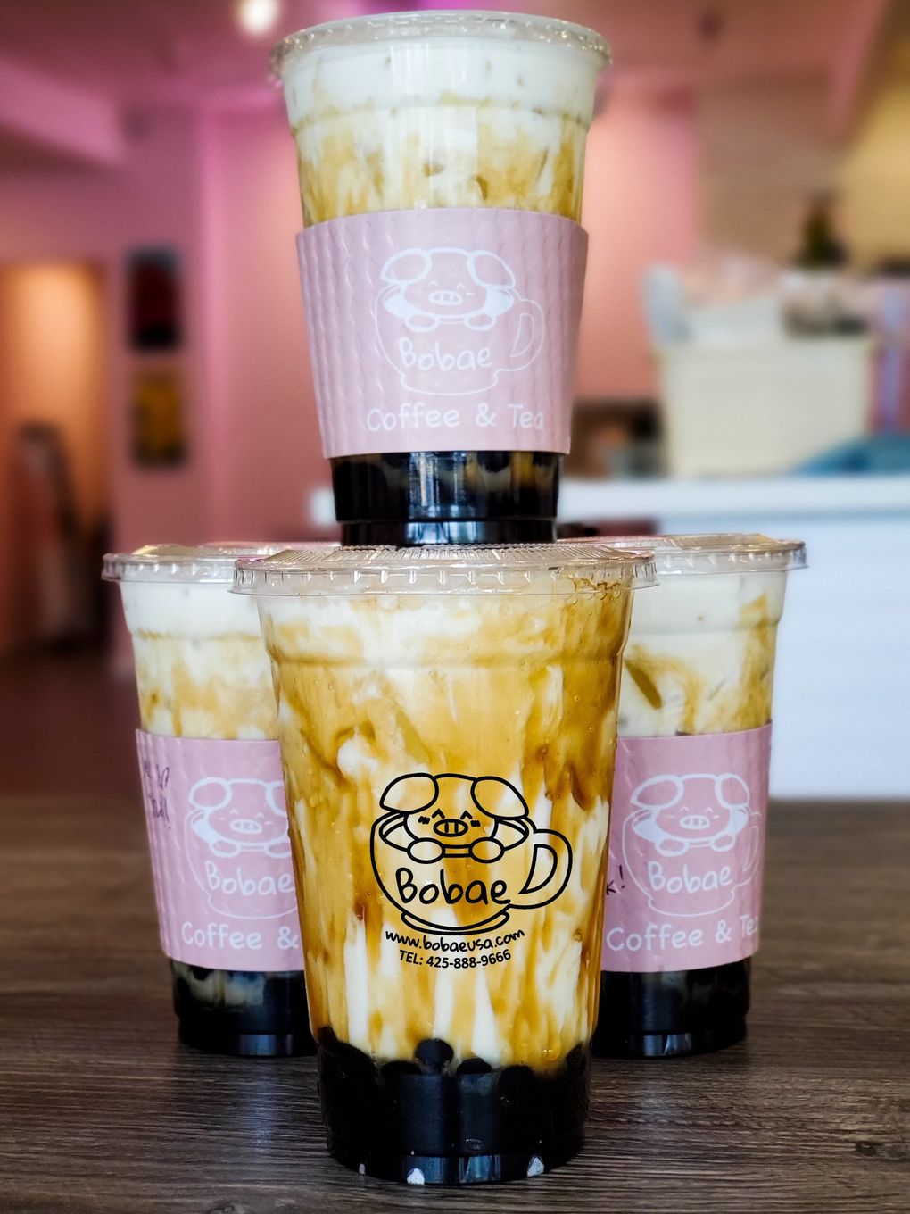 Incredibly smooth nitro milk tea and boba drinks are the specialty at Woodinville’s Bobae. (Jackie Varriano / The Seattle Times)