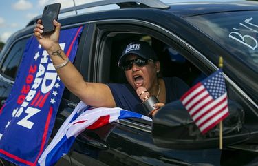 Joe Biden supporters participate in a Cubans Con Biden caravan at Bright Park in Hialeah, Florida on Saturday, September 19, 2020. (MATIAS J. OCNER/Miami Herald/TNS) 1775119 1775119
