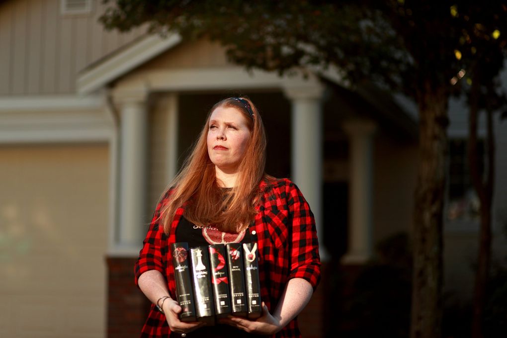 Amy Taylor is photographed near her home in Renton, Washington Sept. 28, 2020, where she has a guest room with a “Twilight” theme. (Erika Schultz / The Seattle Times)