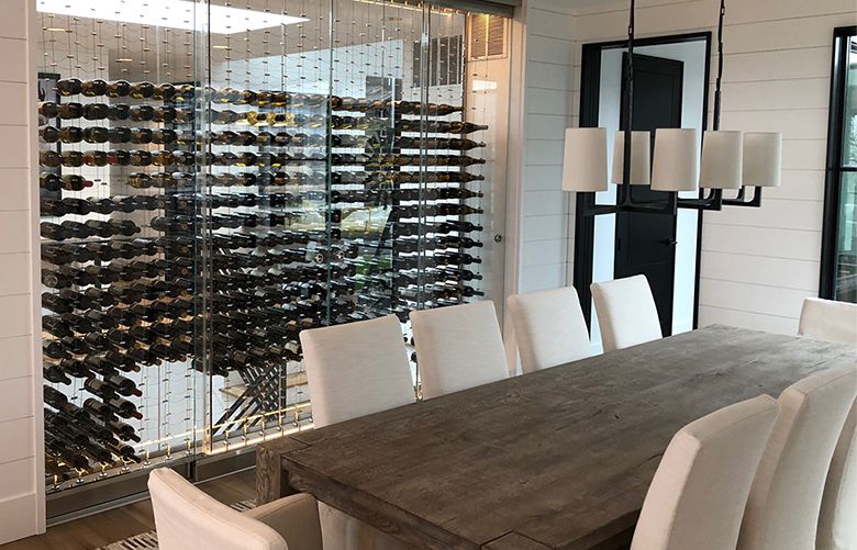 Wine wall dining room hot sale