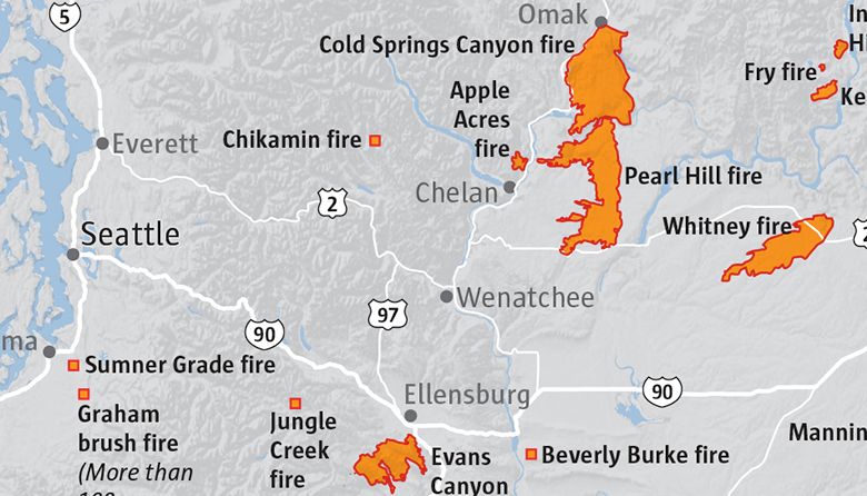 MAP Washington State Wildfires At A Glance The Seattle Times   Washington Fires 09.10 Tzr For Wp 