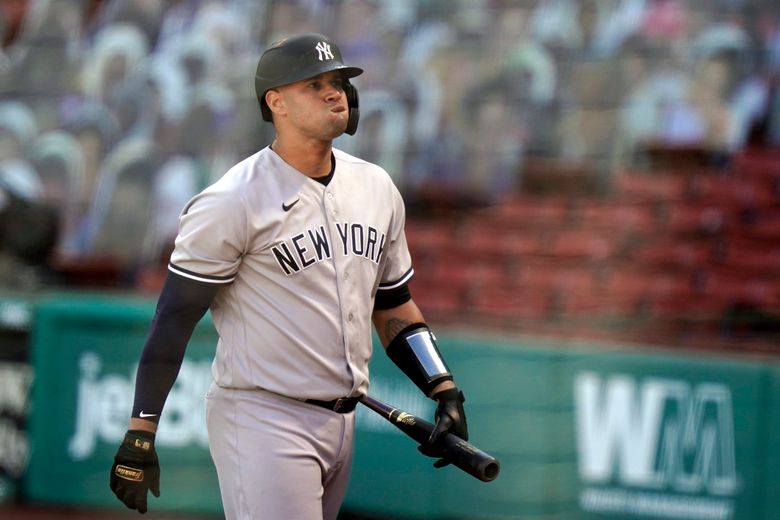 New York Yankees' Kyle Higashioka at bat in the fifth inning of a