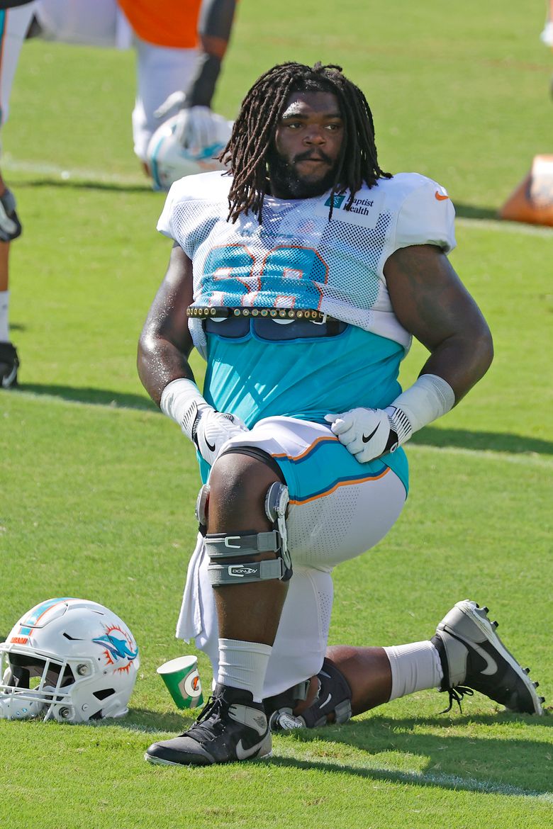 Miami Dolphins Rookie Offensive Linemen Austin Jackson Solomon Kindley  Robert Hunt