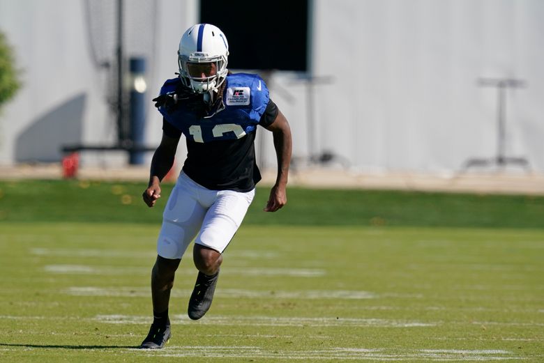 Indianapolis Colts wide receiver T.Y. Hilton runs a drill during