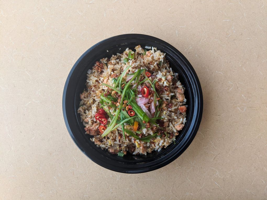 Ba Sa serves up a substantial salmon fried rice. (Jackie Varriano / The Seattle Times)