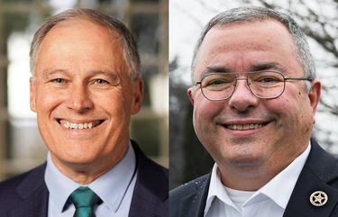 Jay Inslee, left, and Loren Culp, right.