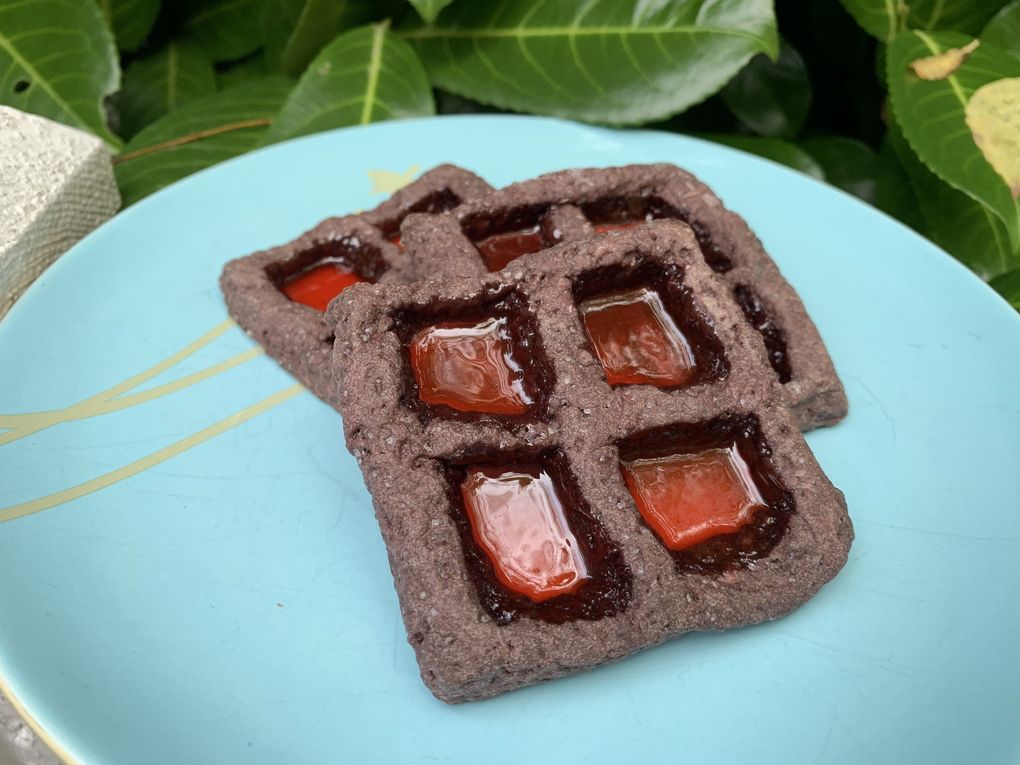 Red Jolly Rancher candy is used in Sadie Davis-Suskind’s recipe for haunted-house glass window cookies. (Rebecca Davis-Suskind)
