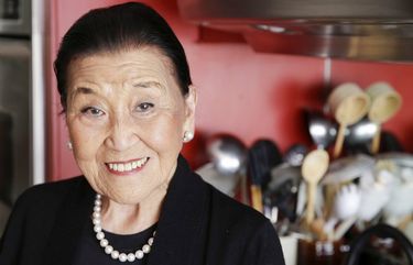 In this photo taken Monday, Feb. 17, 2014, Cecilia Chiang poses in the kitchen of her home in San Francisco. Itâ€™s hard to believe there was a time before there was authentic Chinese food in America. But the tipping point was 1961, when the now-94-year-old Chiang opened the famed Mandarin restaurant in San Francisco. Her story is featured in the new movie, “Soul of a Banquet.” (AP Photo/Eric Risberg) FX103