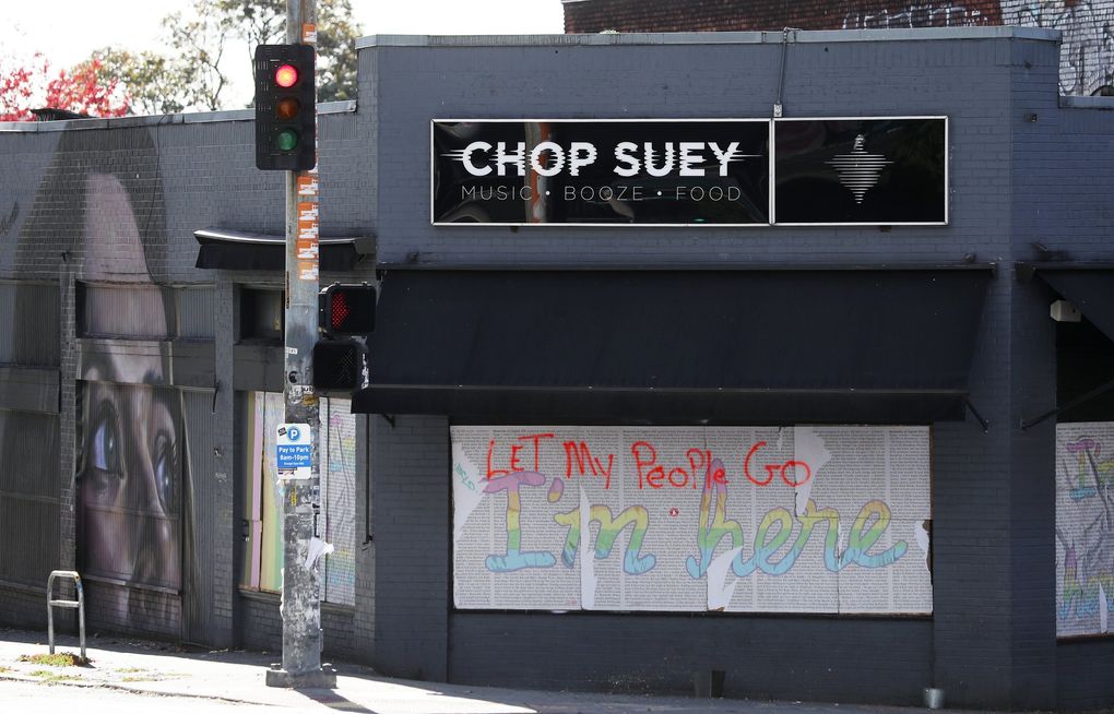 The closed Chop Suey music venue is seen Wednesday, Oct. 14, 2020 in Seattle’s Capitol Hill neighborhood during the pandemic. (Ken Lambert / The Seattle Times)