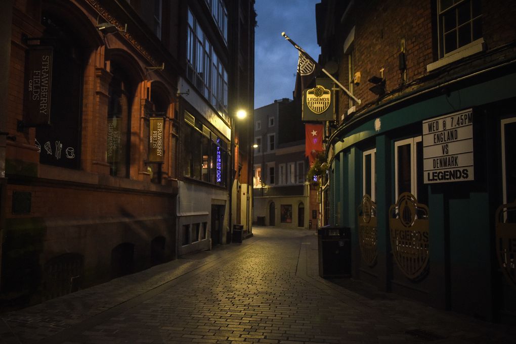 The Cavern Quarter in Liverpool, northwestern England, where the Beatles made their name, on Oct. 17, 2020. Many of the pubs and clubs in the area are closed because of new coronavirus restrictions. (Mary Turner/The New York Times)