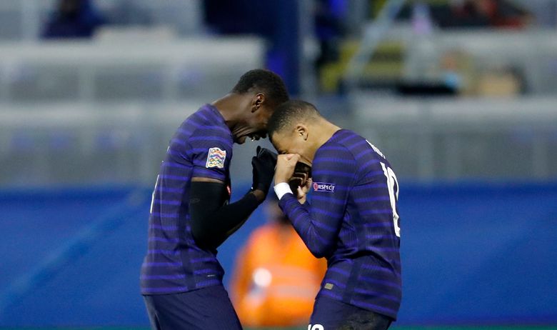 Kylian Mbappe of France celebrates his goal during the 2020 UEFA