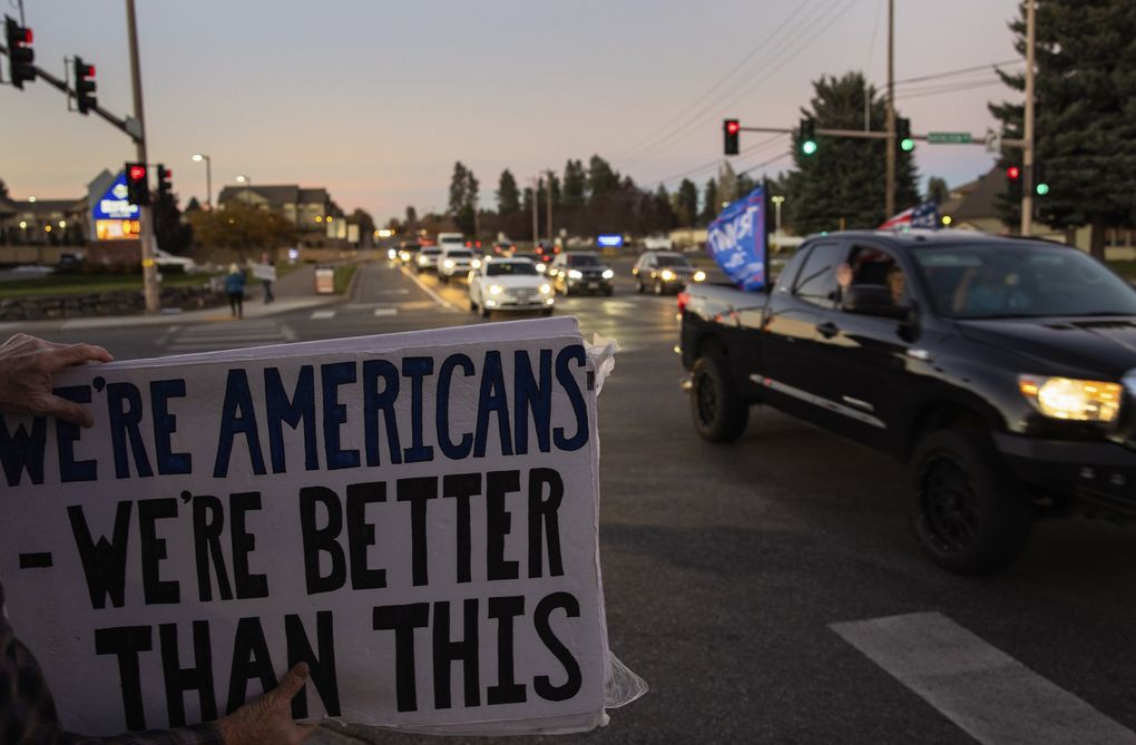A demonstration in Coeur d’Alene last week took issue with coronavirus restrictions. Governors around the country, particularly Republican ones, are following President Donald Trump’s lead in resisting shutdowns and mask mandates. (Rajah Bose/The New York Times)