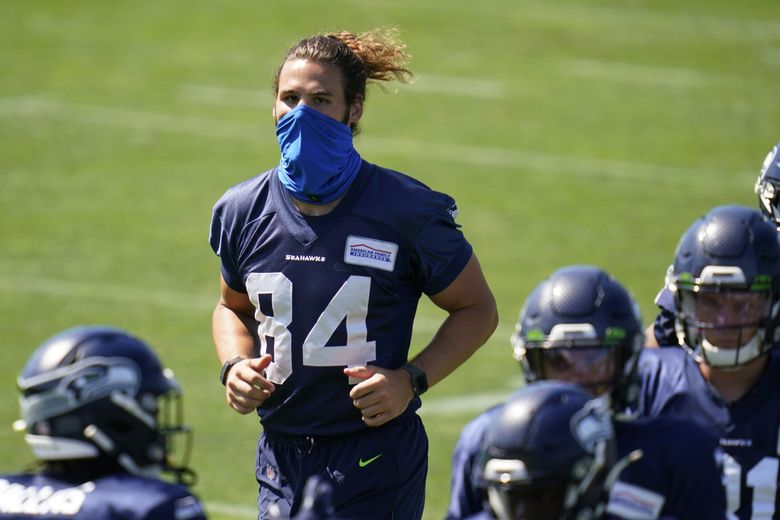 Seattle Seahawks tight end Colby Parkinson (84) during an NFL Preseason  football game against the Chicago