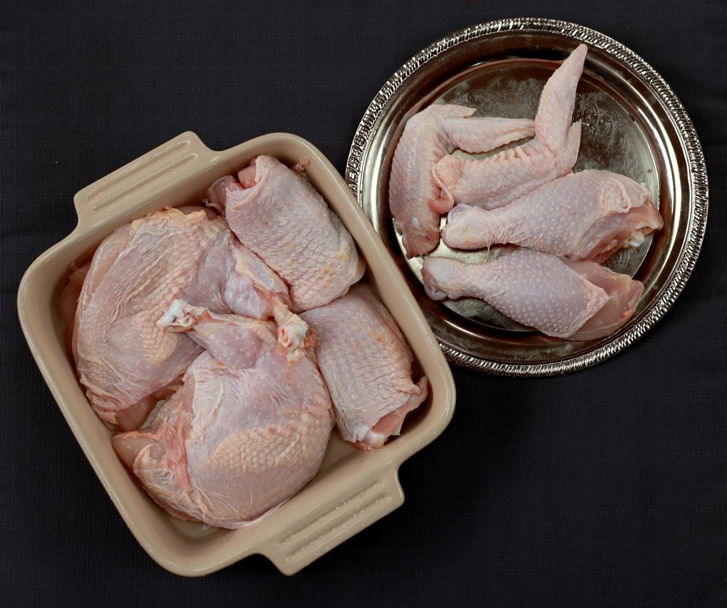 Kristina Glinoga encourages people to butcher their own poultry, and store parts together in the freezer. On nights where she wants to cook thighs for dinner, the breasts are already separated. (Erika Schultz / The Seattle Times)