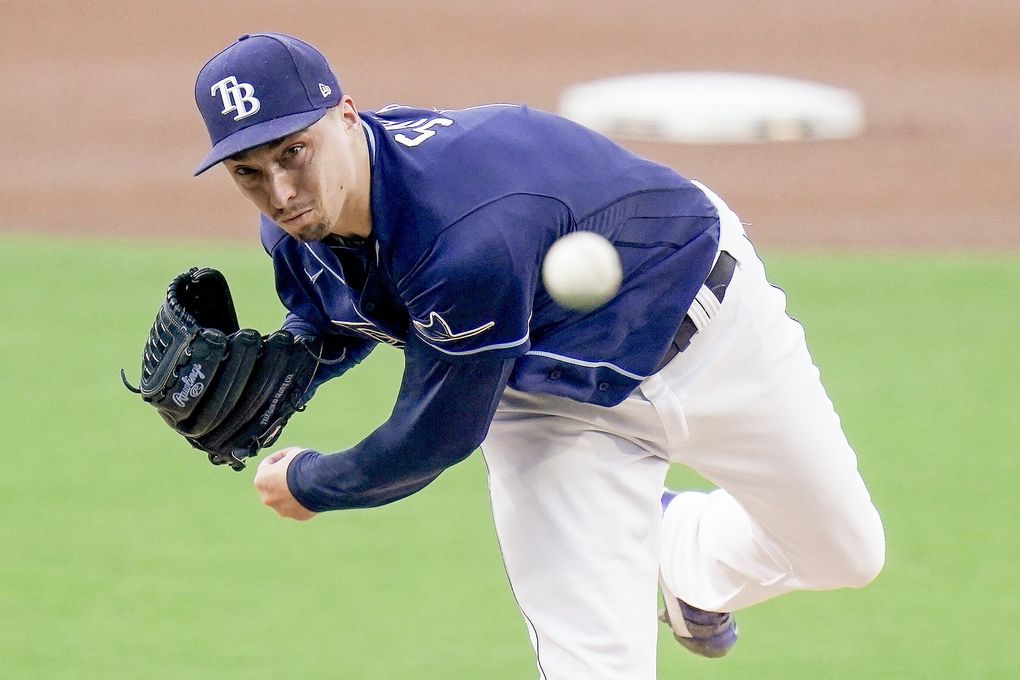 Tampa Bay Rays Blake Snell pitches during a game against New York Yankees on Oct. 5, 2020, in San Diego. (Jae C. Hong / AP)
