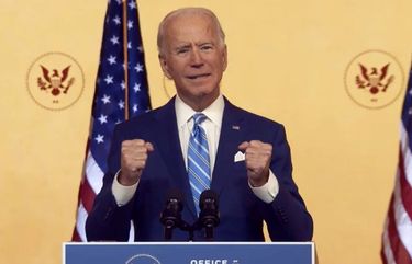 President-elect Joe Biden delivers a Thanksgiving address to the American people on Wednesday, Nov. 25, 2020, in Wilmington, Delaware. (Biden Transition/CNP/Zuma Press/TNS) 1846482 1846482