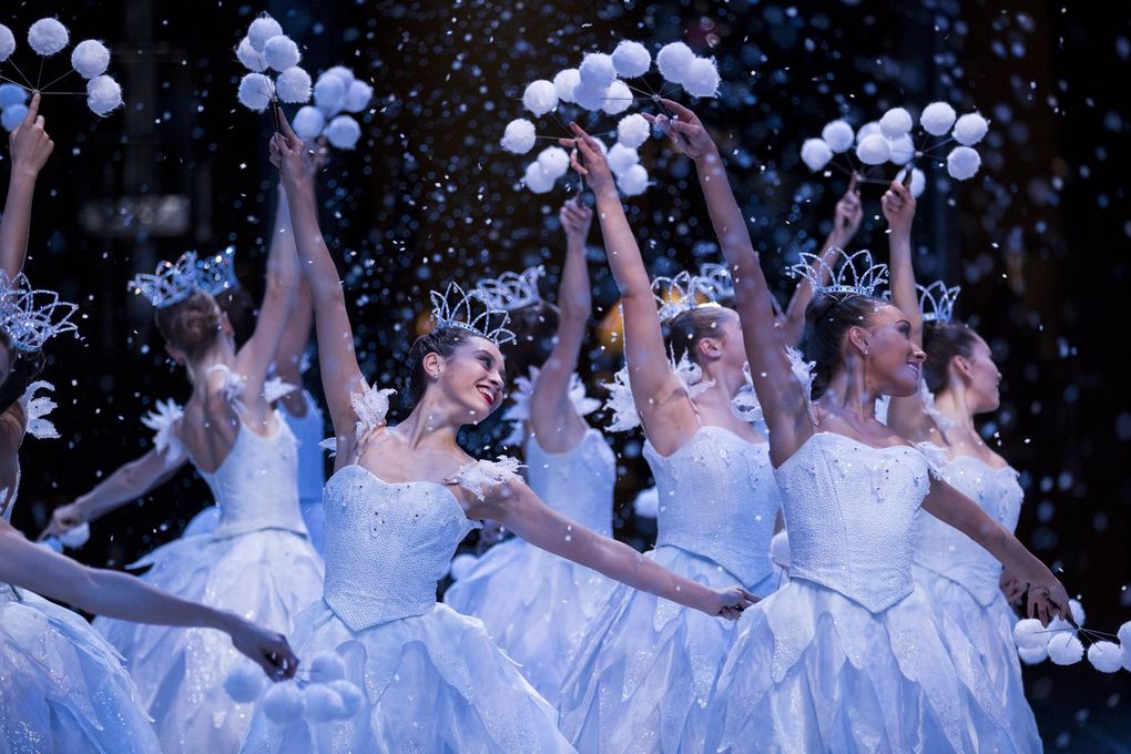 Pacific Northwest Ballet company dancers in a scene from the 2017 production of “George Balanchine’s The Nutcracker.” (Angela Sterling)