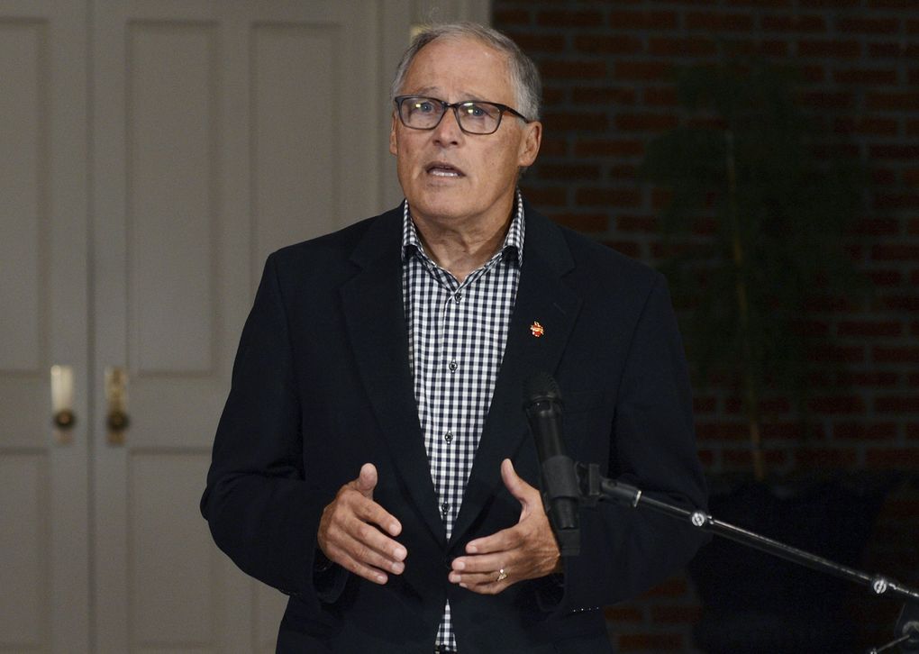 Gov. Jay Inslee thanks the voters of Washington state after winning his third term on Tuesday. (Steve Bloom / The Associated Press)