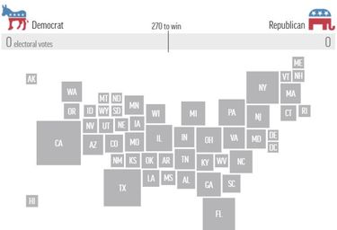 Screen capture of The Associated Press’ interactive electoral vote map