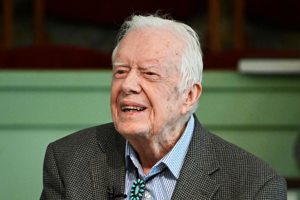 Former President Jimmy Carter, shown in 2019 teaching Sunday school at Maranatha Baptist Church in Plains, Georgia. (AP Photo / John Amis, File)