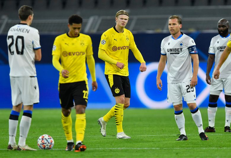 Haaland hits 2 as Dortmund beats Brugge in Champions League | The Seattle  Times