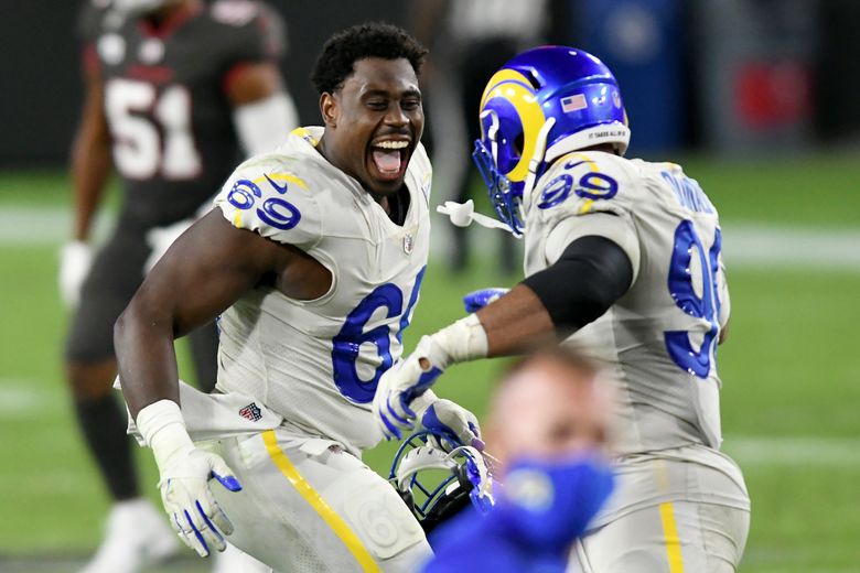 Los Angeles Rams defensive end Aaron Donald (99) celebrates during