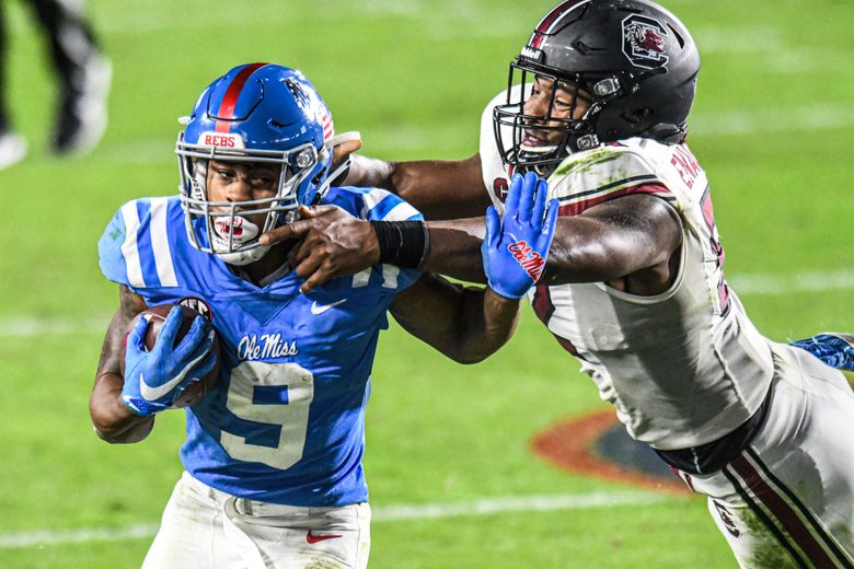 Ole Miss Rebels wide receiver Braylon Sanders celebrates a first down