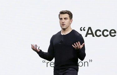 FILE – In this Feb. 22, 2018, file photo, Airbnb co-founder and CEO Brian Chesky speaks during an event in San Francisco. Thirteen years after its founders first rented air mattresses in their San Francisco apartment, Airbnb is making its long-awaited stock market debut. The home sharing company priced its shares at $68 apiece late Wednesday, Dec. 9, 2020 giving it an overall value of $47 billion. Starting Thursday, it will trade on the Nasdaq Stock Market under the symbol â€œABNB.â€ (AP Photo/Eric Risberg, File) NYDD373