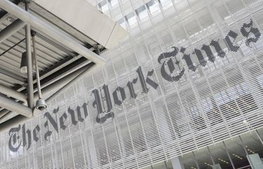 FILE – This June 22, 2019 file photo shows the exterior of the New York Times building in New York. The New York Times says it was wrong to trust the story of a Canadian man whose claims of witnessing and participating in atrocities as a member of the Islamic State was a central part of its award-winning 2018 podcast â€œCaliphate.â€ The 12-part series won a Peabody Award and was a Pulitzer Prize finalist. But it began to unravel when Canadian authorities in September arrested Shehroze Chaudhry on charges of perpetrating a terrorist hoax. He was included in the podcast under the alias Abu Huzayfah. The Times said its journalists should have done a better job vetting him, and not included his story as part of the podcast. (AP Photo/Julio Cortez, File) NYET533 NYET533