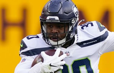 Seattle Seahawks' running back Leon Washington celebrates (33) their 41-36  win over the Super Bowl Defending Champions in the NFC's wild-card playoff  game on Saturday January 8, 2011 at Qwest Field in