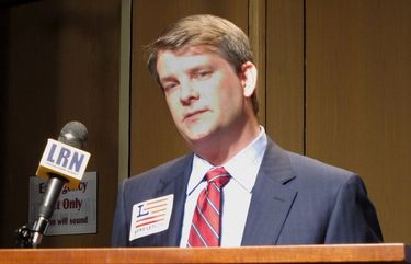 FILE – In this July 22, 2020 file photo, Luke Letlow, R-Start, chief of staff to exiting U.S. Rep. Ralph Abraham, speaks after signing up to run for Louisiana’s 5th Congressional District in Baton Rouge, La. Louisianaâ€™s newest member of Congress is in intensive care with COVID-19. Posts on Rep. Luke Letlowâ€™s website and Twitter account Wednesday, Dec. 23, 2020 noted that the congressman is being treated at Ochsner LSU Health in Shreveport.  (AP Photo/Melinda Deslatte, File)