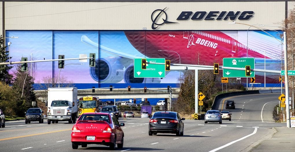 Boeing’s Everett factory, known as the largest manufacturing building in the world, has produced the 747, 767, 777 and 787 airplanes. (Mike Siegel / The Seattle Times)