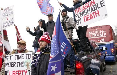 People attend a rally at Freedom Plaza Tuesday, Jan. 5, 2021, in Washington, in support of President Donald Trump. (AP Photo/Jacquelyn Martin) DCJM323 DCJM323