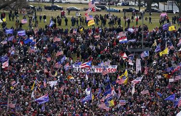 People attend a rally in support of President Donald Trump on Wednesday, Jan. 6, 2021, in Washington. (AP Photo/Jacquelyn Martin) DCJM452 DCJM452
