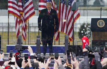 President Donald Trump arrives to speak at a rally Wednesday, Jan. 6, 2021, in Washington. (Jacquelyn Martin / The Associated Press)