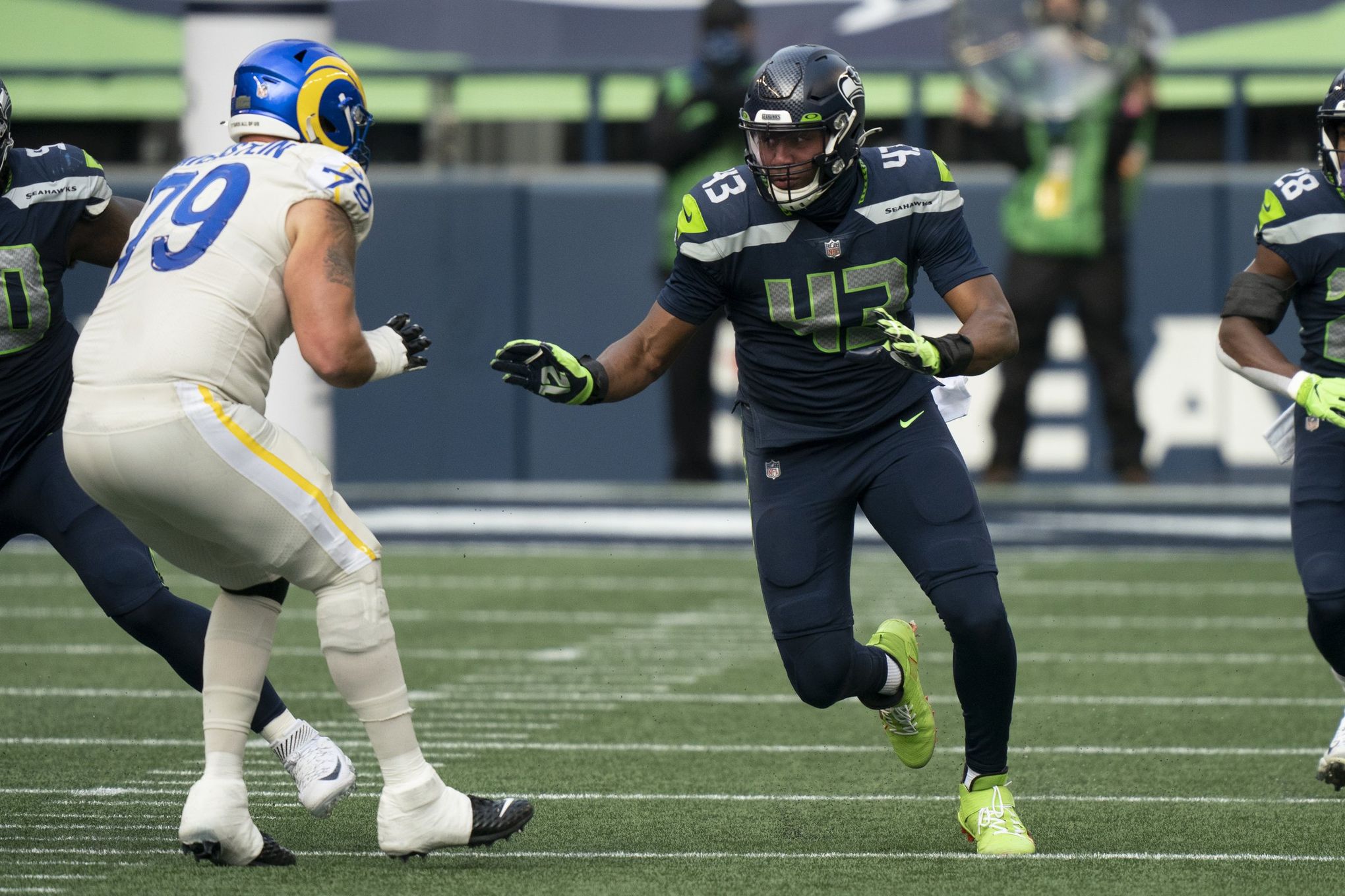 Seattle Seahawks defensive end Rasheem Green is pictured during