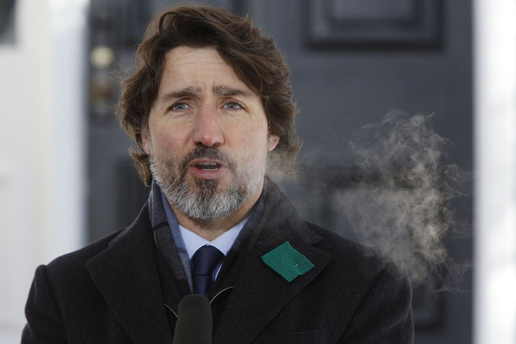 Justin Trudeau, Canada’s prime minister, speaks during a news conference in Ottawa, Ontario, Canada, on Friday, Jan. 29, 2021. Trudeau is introducing sweeping new restrictions on international travel in a bid to stem the spread of new variants of Covid-19 into the country. Photographer: David Kawai/Bloomberg (Bloomberg)