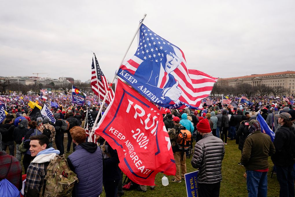 People attend a rally in Washington, Wednesday, Jan. 6, 2021, in support of President Donald Trump. (Carolyn Kaster / The Associated Press)
