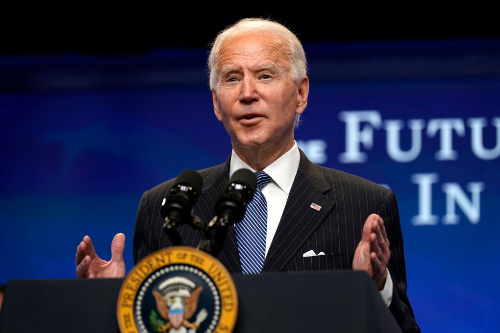 President Joe Biden speaks during an event on American manufacturing, in the South Court Auditorium on the White House complex, Monday, Jan. 25, 2021, in Washington. (AP Photo/Evan Vucci)