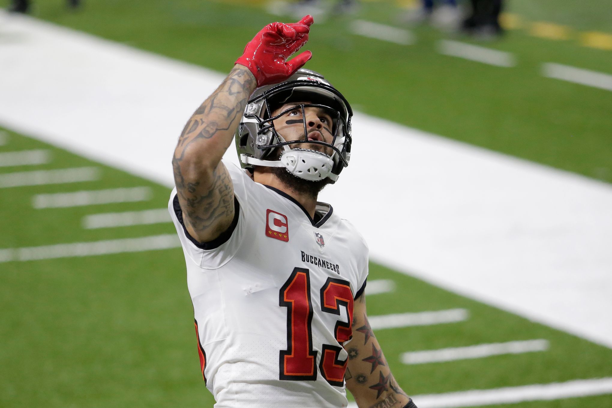 NFC wide receiver Mike Evans of the Tampa Bay Buccaneers (13) celebrates  his touchdown during t …