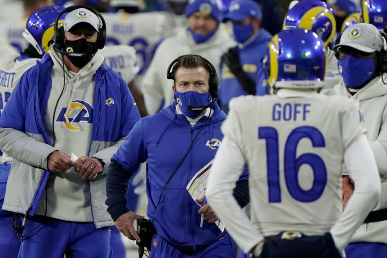 Los Angeles Rams quarterback Jared Goff warms up before an NFL