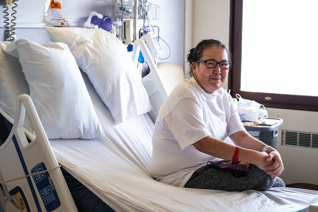 Nastasia Xavier contracted the coronavirus in her small hometown in Alaska around the Thanksgiving holiday, and has been in hospitals in Alaska and Seattle ever since. (Dean Rutz / The Seattle Times)