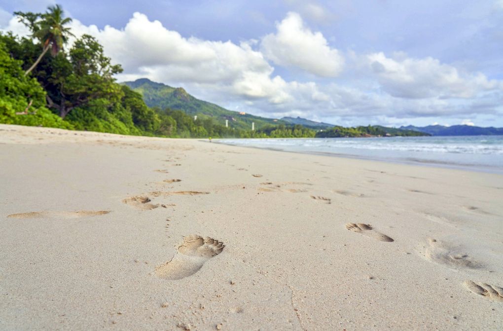Footprints in the sand on Mahe island, Seychelles in 2019. (David Keyton / AP, file)