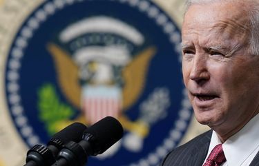 President Joe Biden speaks about his administration’s response to the coup in Myanmar in the South Court Auditorium on the White House complex, Wednesday, Feb. 10, 2021, in Washington. (AP Photo/Patrick Semansky) DCPS119 DCPS119