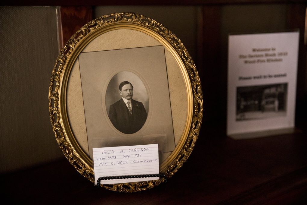 The Carlson Hotel in Wilkeson, Pierce County, was built by and named after Gus A. Carlson, pictured here, in 1910. Today, the building hosts the wood-fired pizzeria The Carlson Block.
(Amanda Snyder / The Seattle Times)