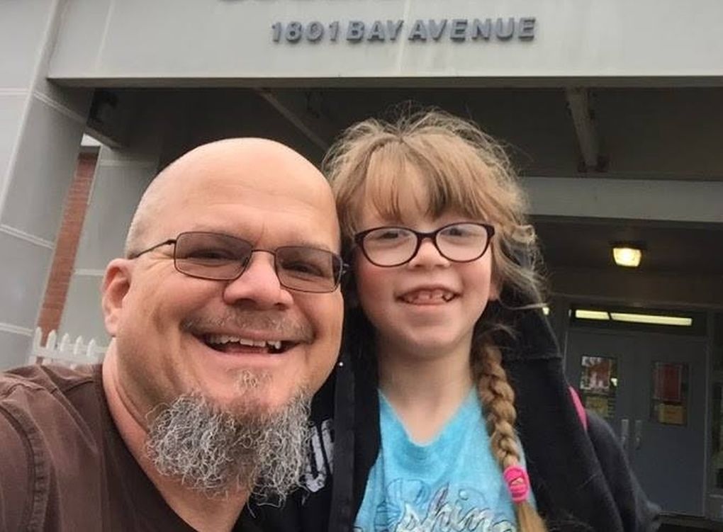 John Barclay and his daughter, River, share a selfie. After Barclay’s family consulted with two neurologists and pleaded with several insurance companies, River was finally tested in 2016 and was positive for Batten Disease. But by then, her disease was too far along, causing seizures that finally took her life in 2019. She was two months shy of 10 years old. (Courtesy of John Barclay)