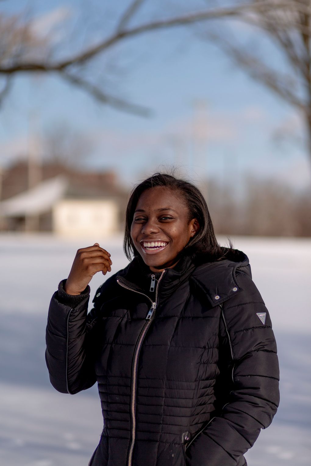 Latisha Jones, who took a course at Howard through the Equity Lab, in Flint, Mich., Feb. 9, 2021. “The fact that I can do this, a girl from Flint, the place with the dirty water, it really makes me feel empowered,” she said. (Sylvia Jarrus / The New York Times)