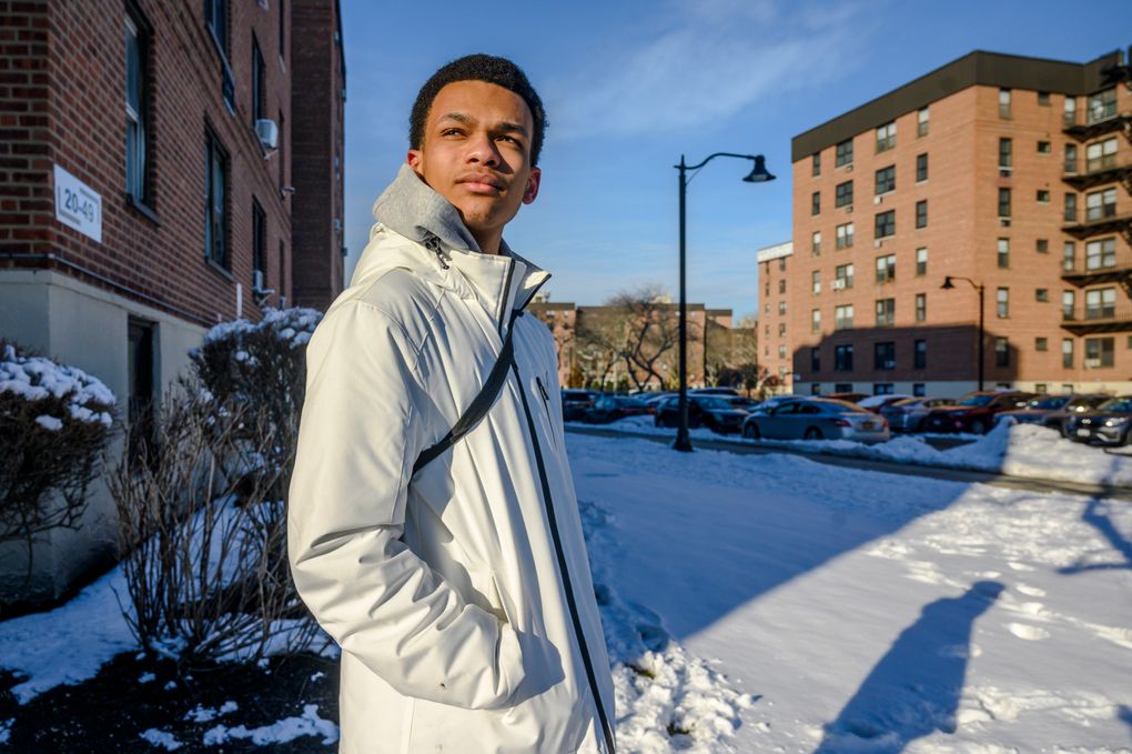 Donovan Blount, a high school student who is currently enrolled in his second Cornell course, in New York, Feb. 8, 2021. “I knew I was smart,” he said, “but I was never told where it would take me.” (Brittainy Newman / The New York Times)