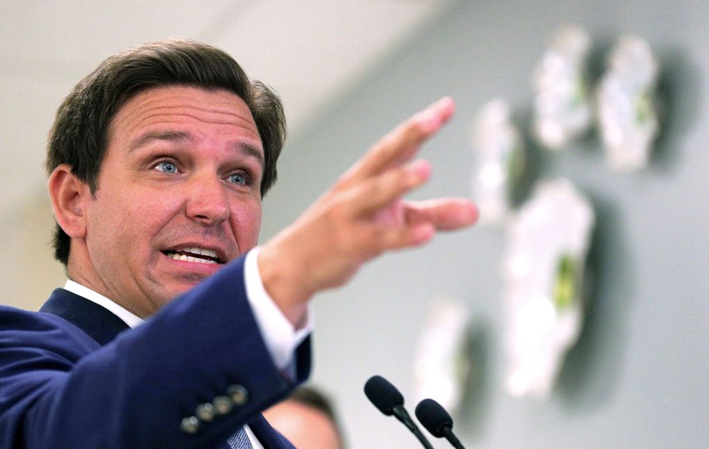 Florida Gov. Ron DeSantis answers questions Jan. 4 in Longwood, Fla. (Joe Burbank/Orlando Sentinel via AP, File)